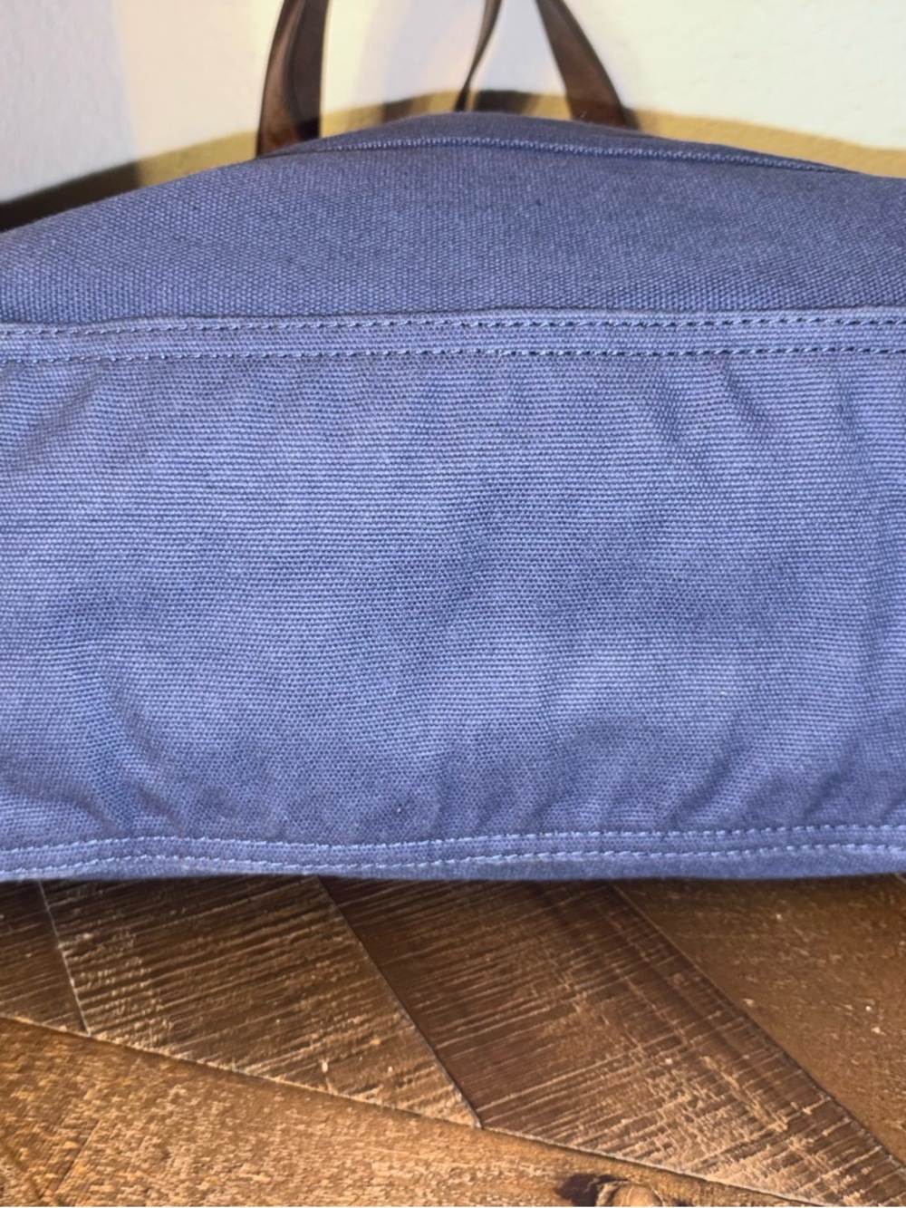 ❤️G.H. Bass & Co Navy Canvas Tote Leather Straps Everyday Bag - Picture 6 of 6